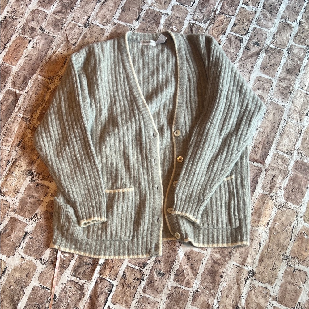 Lambs wool angora blend cardigan sweater